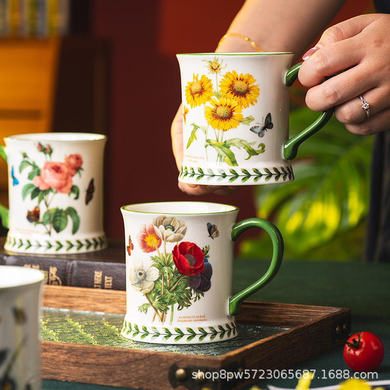 Coffee Tea English - Kreative Keramik-Kaffeetasse im Landhausstil, Hitzebeständige Frühstücks-Milchbecher