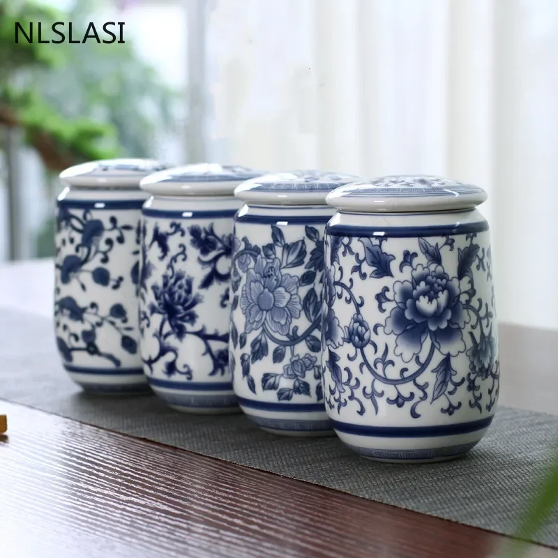 Coffee Tea In Chinese - Chinesischer Palast, blaue und weiße Porzellan-Teedose,