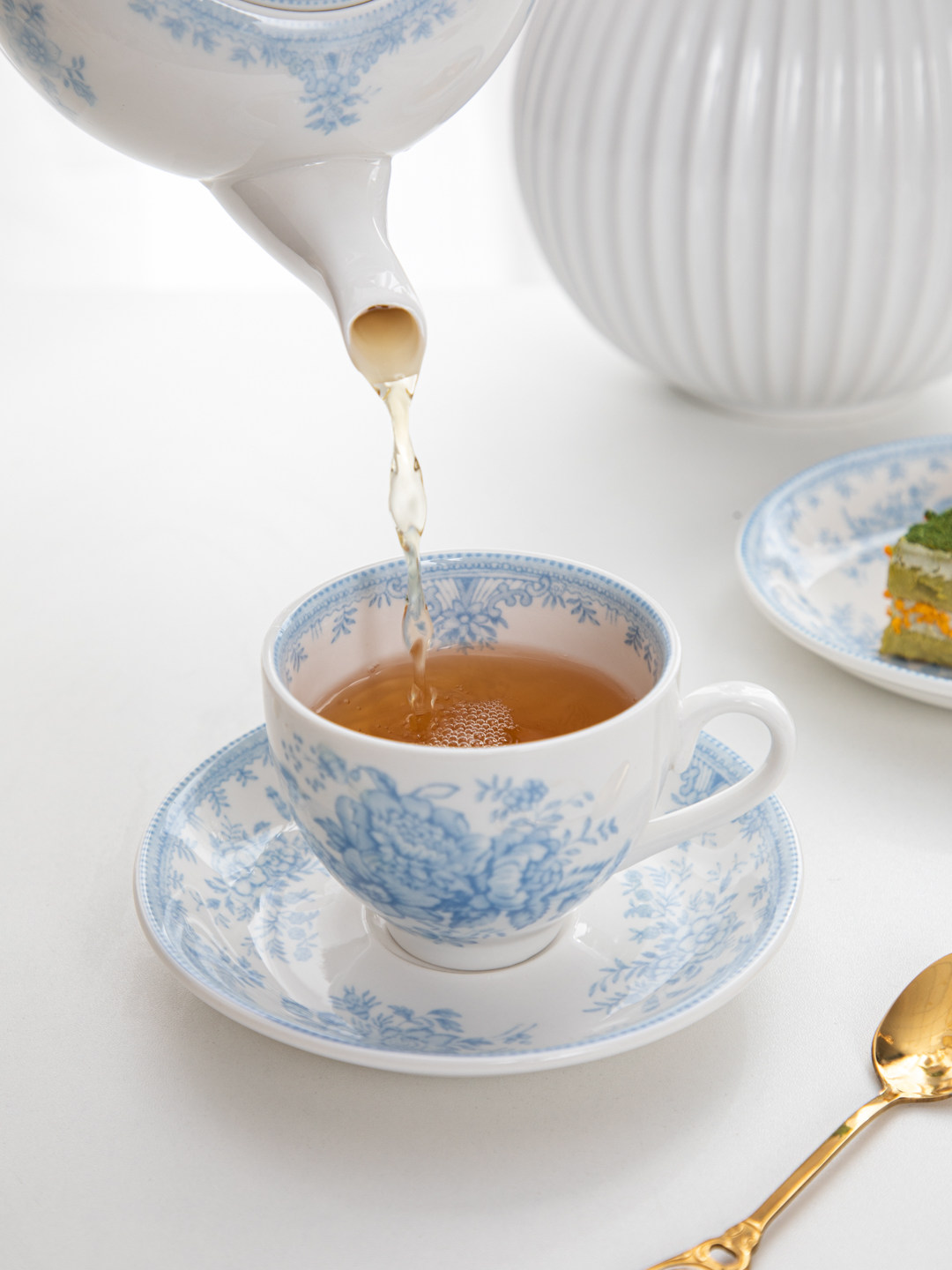 Retro-Set aus blauem Pfingstro – Coffee Tea English Bewertung und Preis